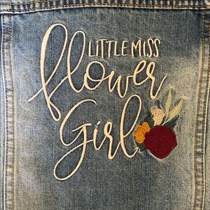 THREETWOONE Little Miss Flower Girl jean jacket Size Large/6